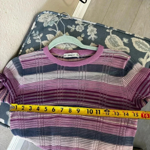 🎈4 LISTINGS FOR $20 Zara Knit Sheer Top in purple blue pink size S - Picture 5 of 9